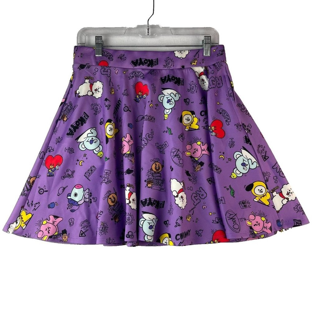 Hot Topic BT21 Doodles BTS Skirt Size KPop Korean Pop Purple Elastic Waist L